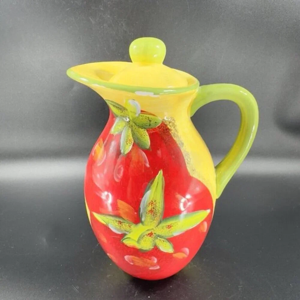 Certified International Stephania Ferri Ceramic Pitcher Jug Carafe With Lid READ